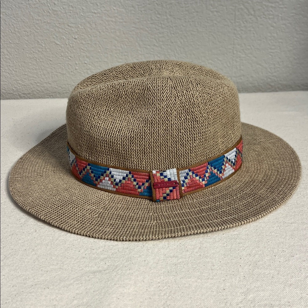 PrAna Cybil Knit Fedora Hat – Tan with Embroidered Band - Picture 4 of 8